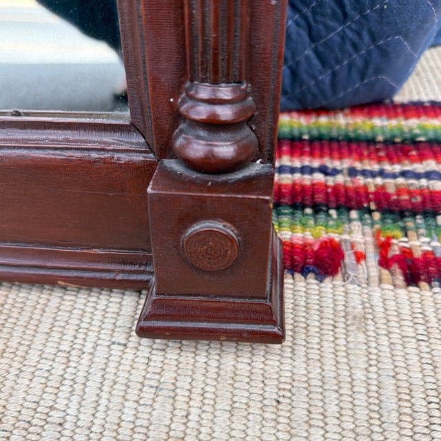 Antique Pennsylvania Country Federal Two-Part Hall Mirror With Reverse Painted Églomisé Panel, Circa 1820s For Sale - Image 9 of 12