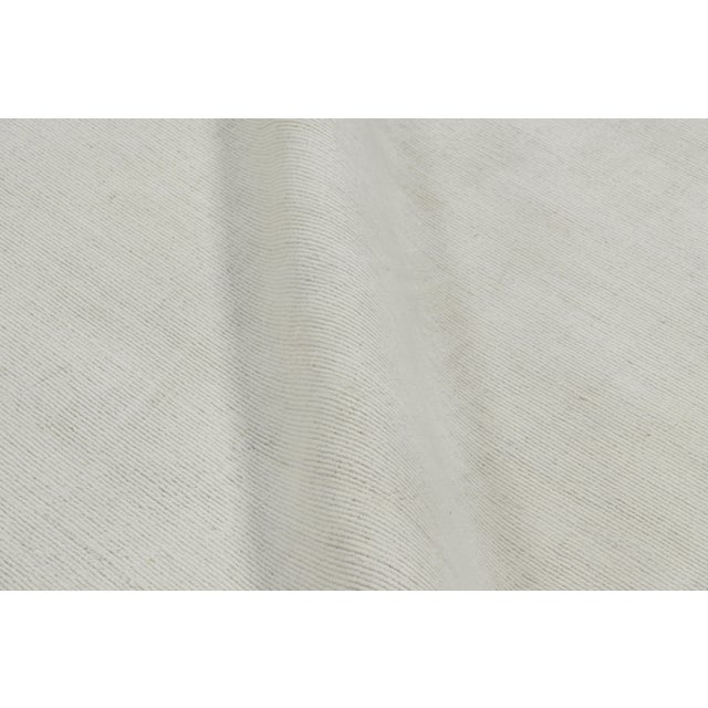 Rug & Kilim Rug & Kilim’s Oversized Textural Rug in White Tones and Striae - 3'6"x14 For Sale - Image 4 of 5