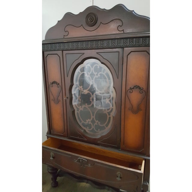 Antique Art Deco Waterfall Armoire Vintage Waterfall Hutch China