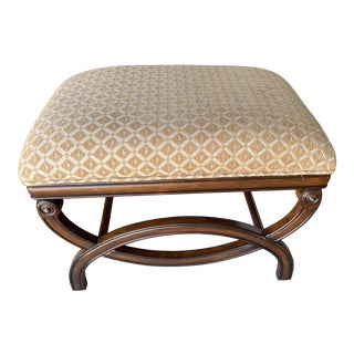Vintage Ethan Allen Style Upholstered Stool For Sale