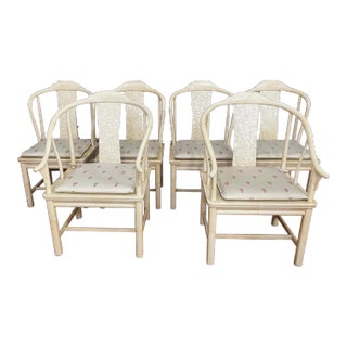 1980s Henredon Folio 16 Faux Goatskin Dining Chairs- Set of 6 For Sale