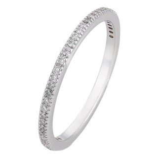 Contemporary Diamond 18k White Gold Half Eternity Band, Size 6.25 For Sale
