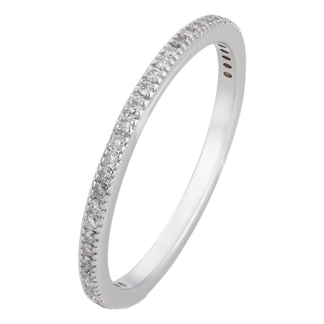 Contemporary Diamond 18k White Gold Half Eternity Band, Size 6.25 For Sale
