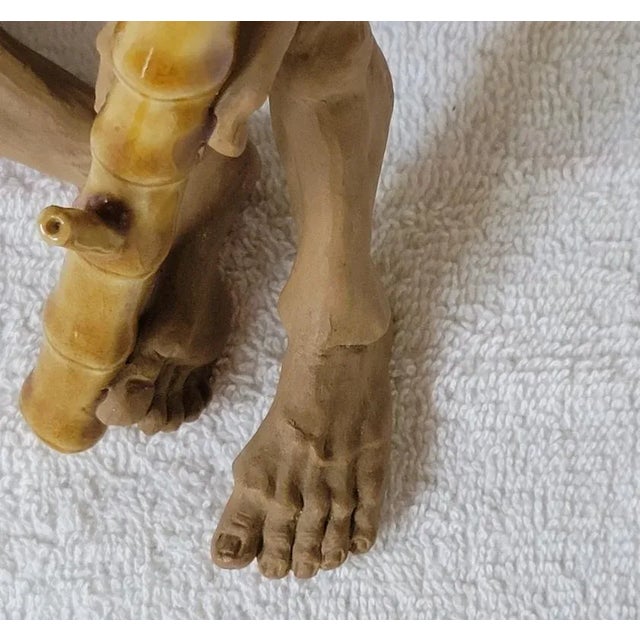 19/20th C Clay Statue of a Chinese Seated Man, Signed For Sale - Image 9 of 12