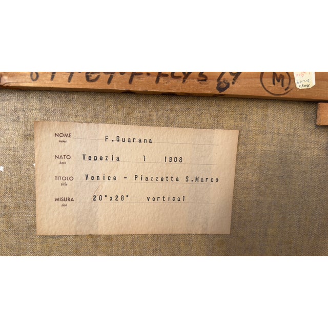 1950s, Mid-Century Venetian Veduta Oil on Canvas Painting of San Marco, Venice, in Gilt Frame For Sale - Image 14 of 16