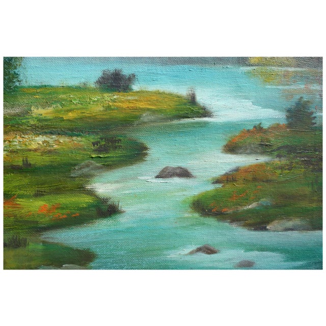 Impressionist Alice Egge "Winding River" Impressionist Watercolor Landscape 1960s For Sale - Image 3 of 5