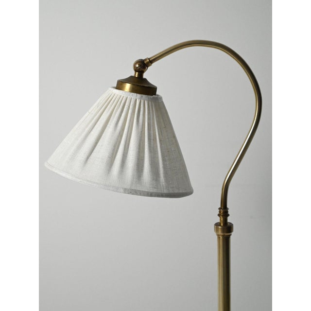 Scandinavian Curved Neck Brass Floor Lamp, 1950s For Sale - Image 9 of 10