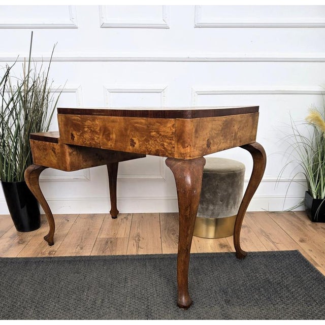 Mid-Century Modern Italian Art Deco Walnut Burl Desk, 1960s For Sale - Image 9 of 10