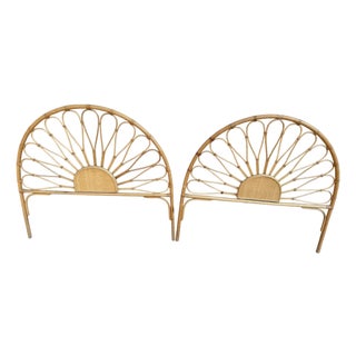 French Headboards in Bamboo and Rattan, 1960s, Set of 2 For Sale