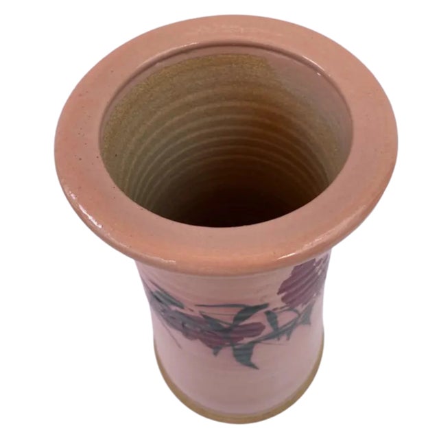 Vintage Pottey Cylinder Vase Floral Motif For Sale - Image 15 of 17