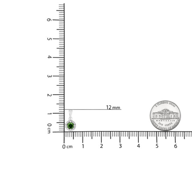 Metal .925 Sterling Silver 1/5 Cttw Treated Green Diamond Solitaire 18" Milgrain Pendant Necklace For Sale - Image 7 of 7