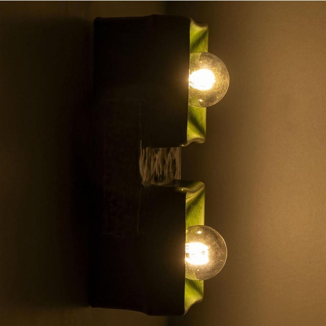 Green Textured Square Wall Light from Pan Ceramics, 1960s, 1970 For Sale - Image 11 of 16