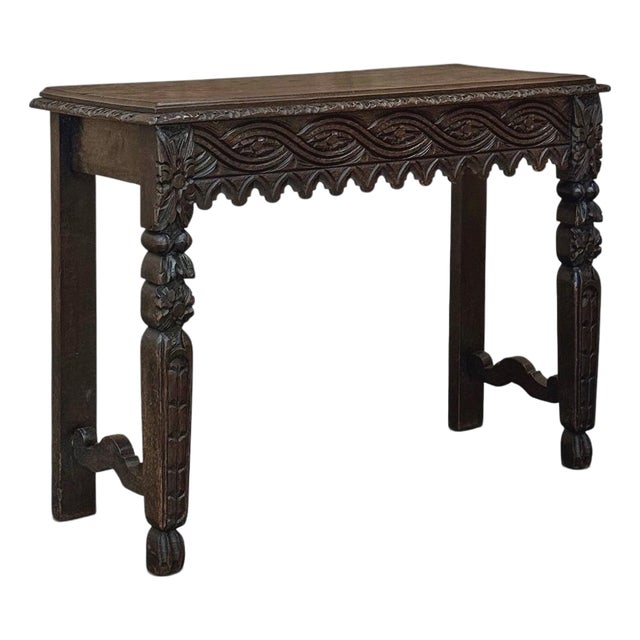 18th Century English Rustic Gothic Style Oak Console ~ Sofa Table For Sale