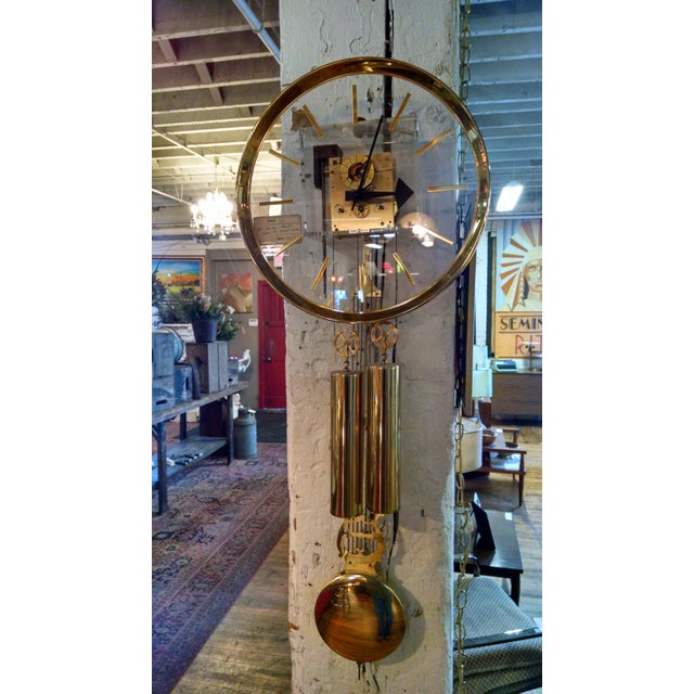 Howard Miller Lucite & Brass Chiming Pendulum Wall Clock Chairish