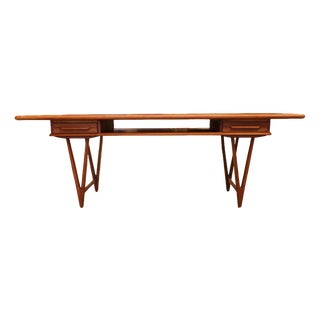 Coffee Table in Teak with Drawers and Magazine Rack by EW Bach, 1960s For Sale