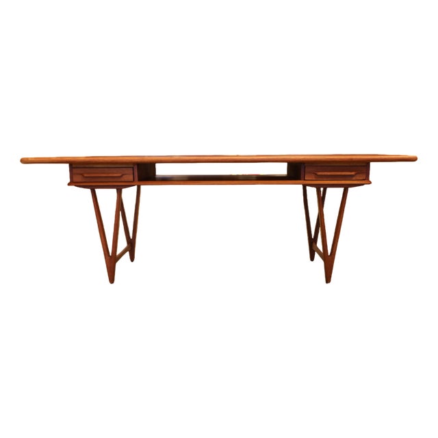 Coffee Table in Teak with Drawers and Magazine Rack by EW Bach, 1960s For Sale