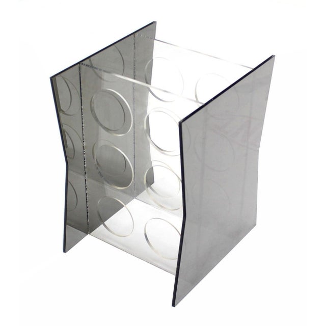 Plastic Mid Century Modern Set of Three Clear & Smoked Lucite Wine Racks Stands - Set of 3 For Sale - Image 7 of 9