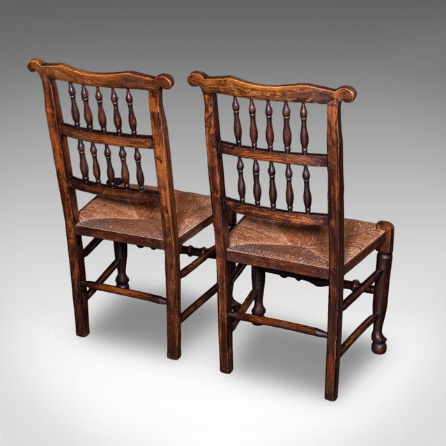 Wood 6 Antique Lancashire Dining Chairs, English Beech, Carver, Seat, Edwardian, 1905 For Sale - Image 7 of 12