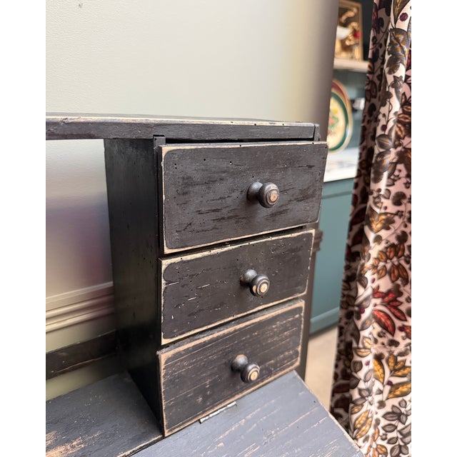 Small Antique Black Tiered Desk, 1890s For Sale - Image 9 of 15