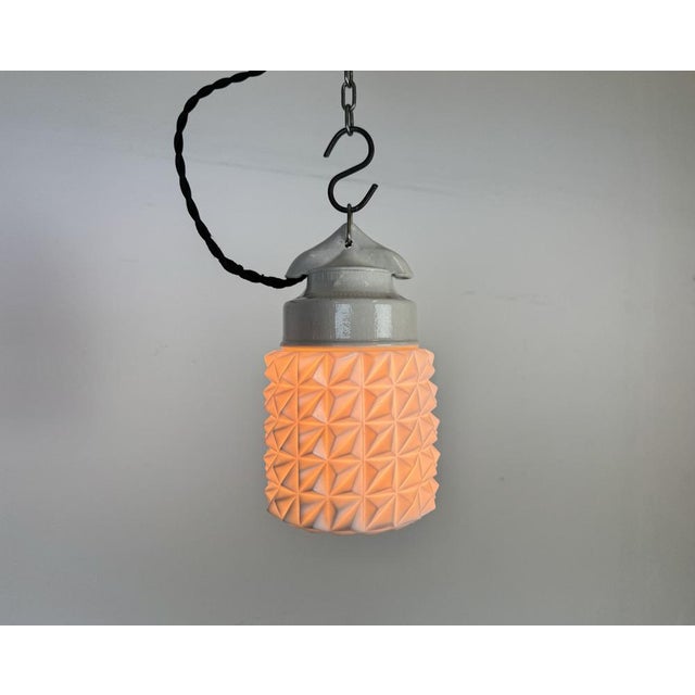 Vintage White Porcelain Pendant Light, 1970s For Sale - Image 14 of 15