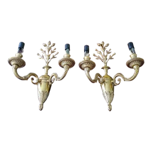 Vintage Maison Charles Style Mid-Century Hollywood Glamour Sconces - a Pair
