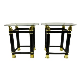 1980s Vintage Postmodern Metal Faux Walrus Tusk Side Tables - a Pair For Sale
