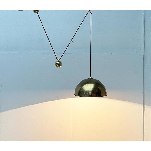 Vintage German Postmodern Brass Model Duos Counterweight Pendant Light by Florian Schulz, 1980s For Sale - Image 17 of 18