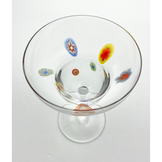 Glass Contemporary Colorful Millefiori Confetti Blown Glass Margarita Glasses - Set of 4 For Sale - Image 7 of 8