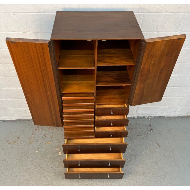 Mid-Century Walnut and Chrome Armoire Dresser by Directional, Attributed For Sale - Image 9 of 11