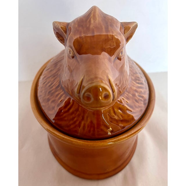 Imported from France. Created by GEO ceramics famous for mid-century majolica animal shaped terrine dishes. This oval two...