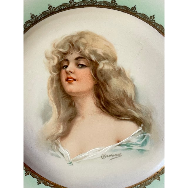 Traditional Antique Austrian Porcelain Cabinet Portrait Plate Constance of Austria For Sale - Image 3 of 7
