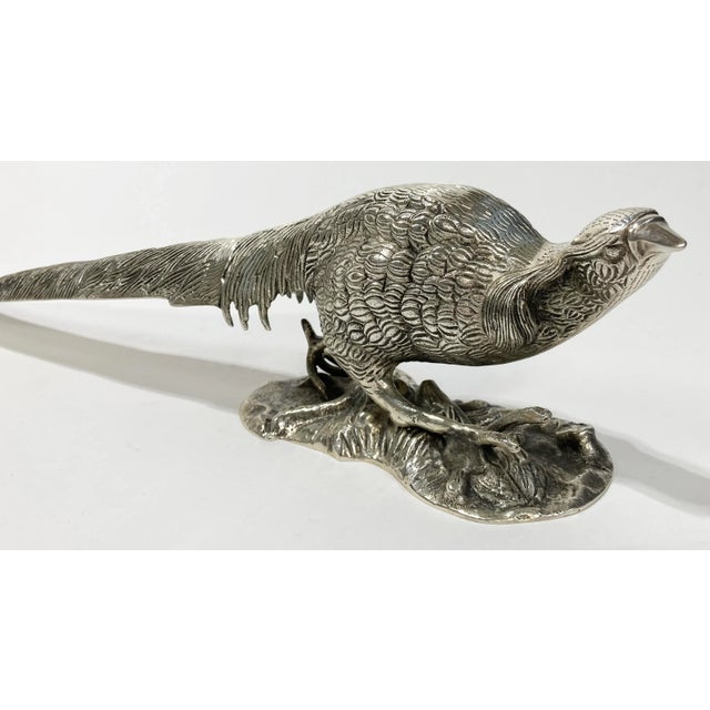 Antique Victorian Silver Plate Pheasant Sculptures, a Pair For Sale - Image 4 of 12