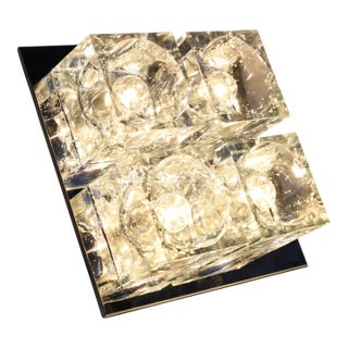 1960s Murano Block Glass Sconce or Ceiling Light by Gaetano Sciolari for Lightolier For Sale