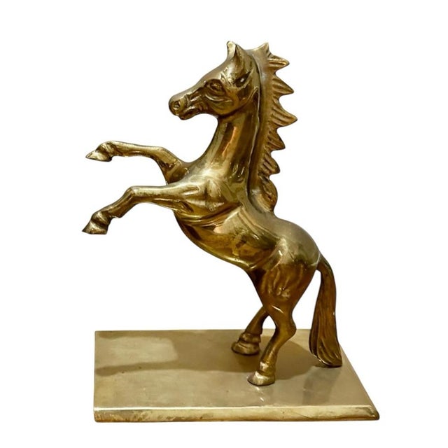 Vintage 1970s Rearing Horse Brass Statue. Great gift for the equestrian in your life.