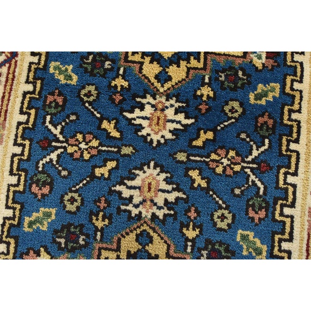 Textile Heriz Runner 2’7” X 7’6” Blue Wool Tribal Hand-Knotted Oriental Rug For Sale - Image 7 of 12