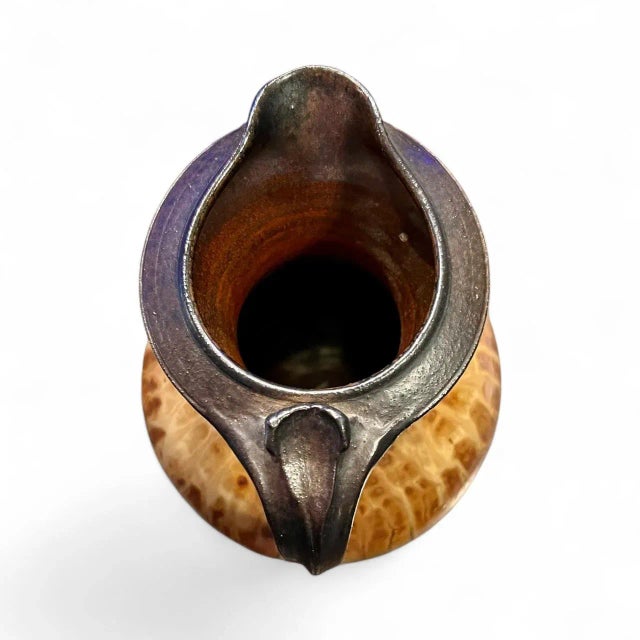 1990s Richard Aerni Signed Ash Glazed Studio Pottery Pitcher Vase-Rochester-Art-Jug For Sale - Image 6 of 9