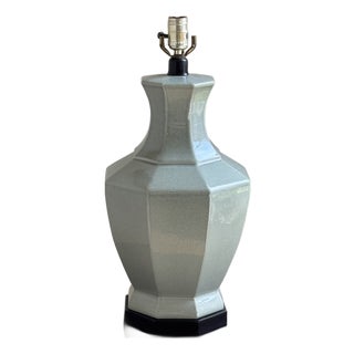 Mid-20th Century Crackle-Glazed Celadon Table Lamp For Sale