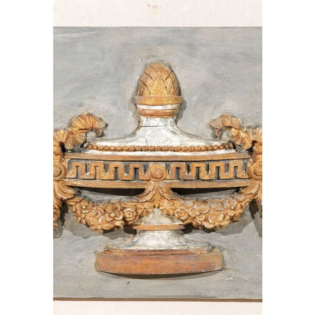 Wood Italian 19th Century Painted Wood Wall Decorations with Carved Urns - A Pair For Sale - Image 7 of 11