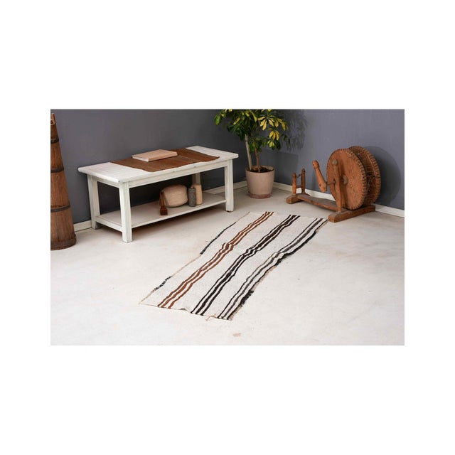 Small Vintage Hemp Kilim Rug - 2`4″ X 6`4″ Ft. For Sale - Image 4 of 5