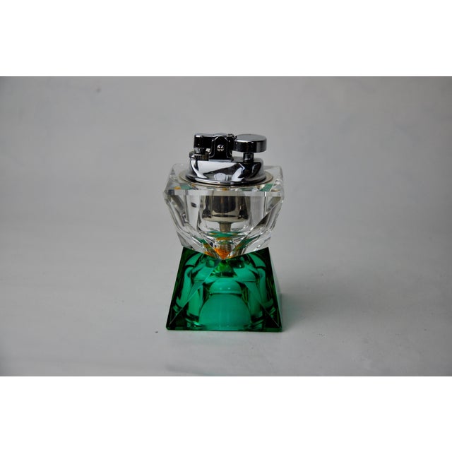 Faceted Lighter in Green and Transparent Murano Glass attributed to Seguso, Italy, 1970s For Sale - Image 4 of 9