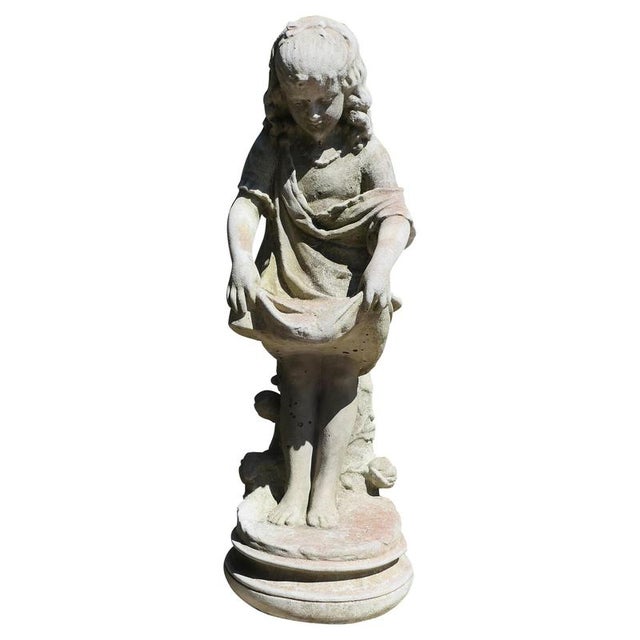 Stone Statue of a Girl Holding Out Her Apron, 1950 For Sale - Image 9 of 9