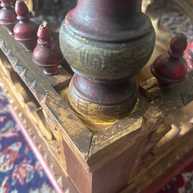 Early 20th Century Primitive Moorish Hand Carved Wooden Latticework Side Table For Sale - Image 10 of 12