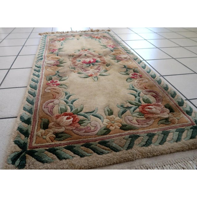 Art Deco 1960s Hand Made Vintage Art Deco Chinese Rug 2' X 4.1' For Sale - Image 3 of 11