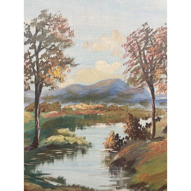 Wood 1970s Vintage Mid Century Modern Framed Scenery Landscape. Signed Original Painting G.Seidman For Sale - Image 7 of 9