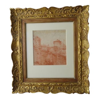 18th Century Antique Red Chalk Pastoral Scene Framed Drawing For Sale