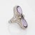 Art Deco Vintage Art Deco Amethyst Diamond Ring Filigree 14k White Gold Elongated Pear 4 size 4 For Sale - Image 3 of 7