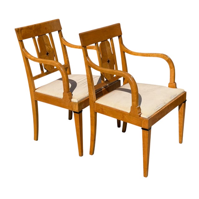 Biedermeier Pair of Antique Austrian Biedermeier Style Arm Chairs For Sale - Image 3 of 5