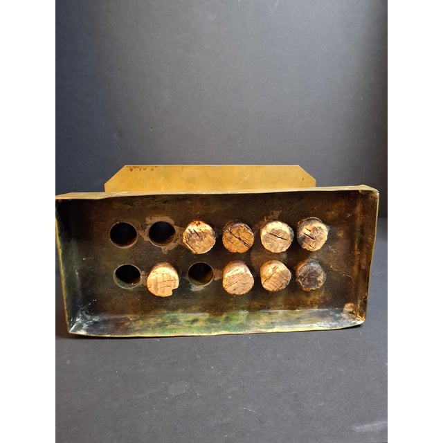 Ultra Rare Antique 18th C Heavy Brass 12 Tube Candle Mold Primitive Corks 5x10 For Sale - Image 12 of 16