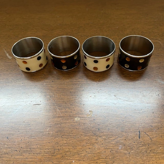 Black Enamel and Faux Gem Napkin Rings, Set of 4 For Sale - Image 8 of 16