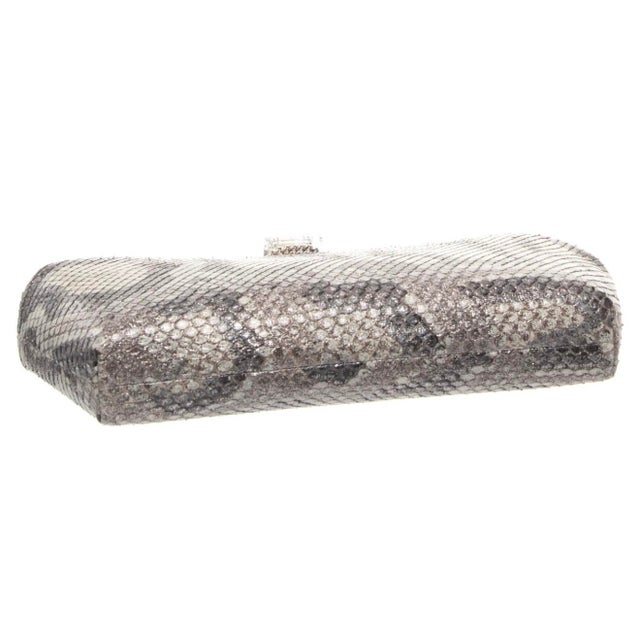 Art Deco 2015 Judith Leiber Couture Whitman Snakeskin Karung Metallic Clutch Shoulder Day Evening Handbag For Sale - Image 3 of 14